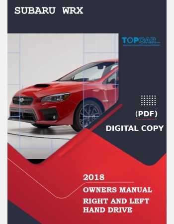 SUBARU WRX 2018 OWNERS MANUAL RHD AND LHD